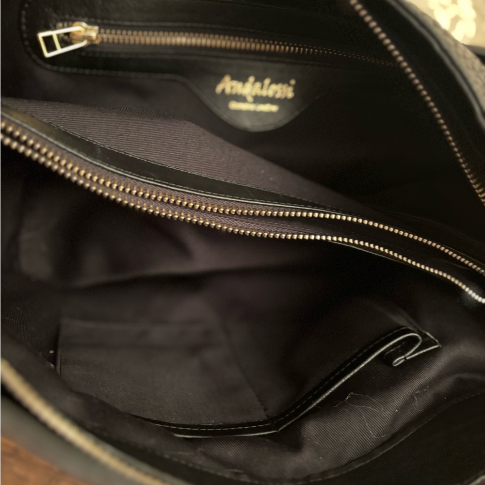 Andalossi Black Leather Alligator Shoulder/Tote Bag, Like New, - Picture 6 of 7